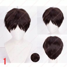 画像1: 高品質 実物撮影 エレン・イェーガー   進撃の巨人   風  コスプレウィッグ かつら cosplay wig 耐熱ウィッグ 専用ネット付 (1)