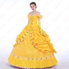 画像2: 高品質 実物撮影 ベル 美女と野獣 プリンセス ドレス ハロウィン お姫様 風 コスプレ衣装 コスチューム オーダーメイド (2)