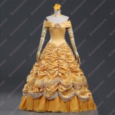画像3: 高品質 実物撮影 ベル 美女と野獣 プリンセス ドレス ハロウィン お姫様 風 コスプレ衣装 コスチューム オーダーメイド (3)