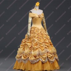 画像4: 高品質 実物撮影 ベル 美女と野獣 プリンセス ドレス ハロウィン お姫様 風 コスプレ衣装 コスチューム オーダーメイド (4)