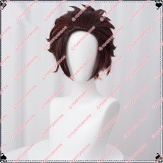 画像1: 高品質 実物撮影 竈門炭治郎 鬼滅の刃 風   コスプレウィッグ かつら cosplay wig 耐熱ウィッグ 専用ネット付 (1)