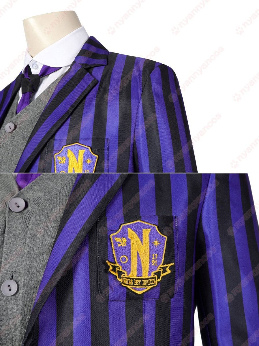 画像7: 高品質 実物撮影 ネヴァーモア学園制服　ユージーン・オティンガー  ウェンズデー Wednesday アダムス・ファミリー ドラマ 風 コスチューム コスプレ衣装 (7)