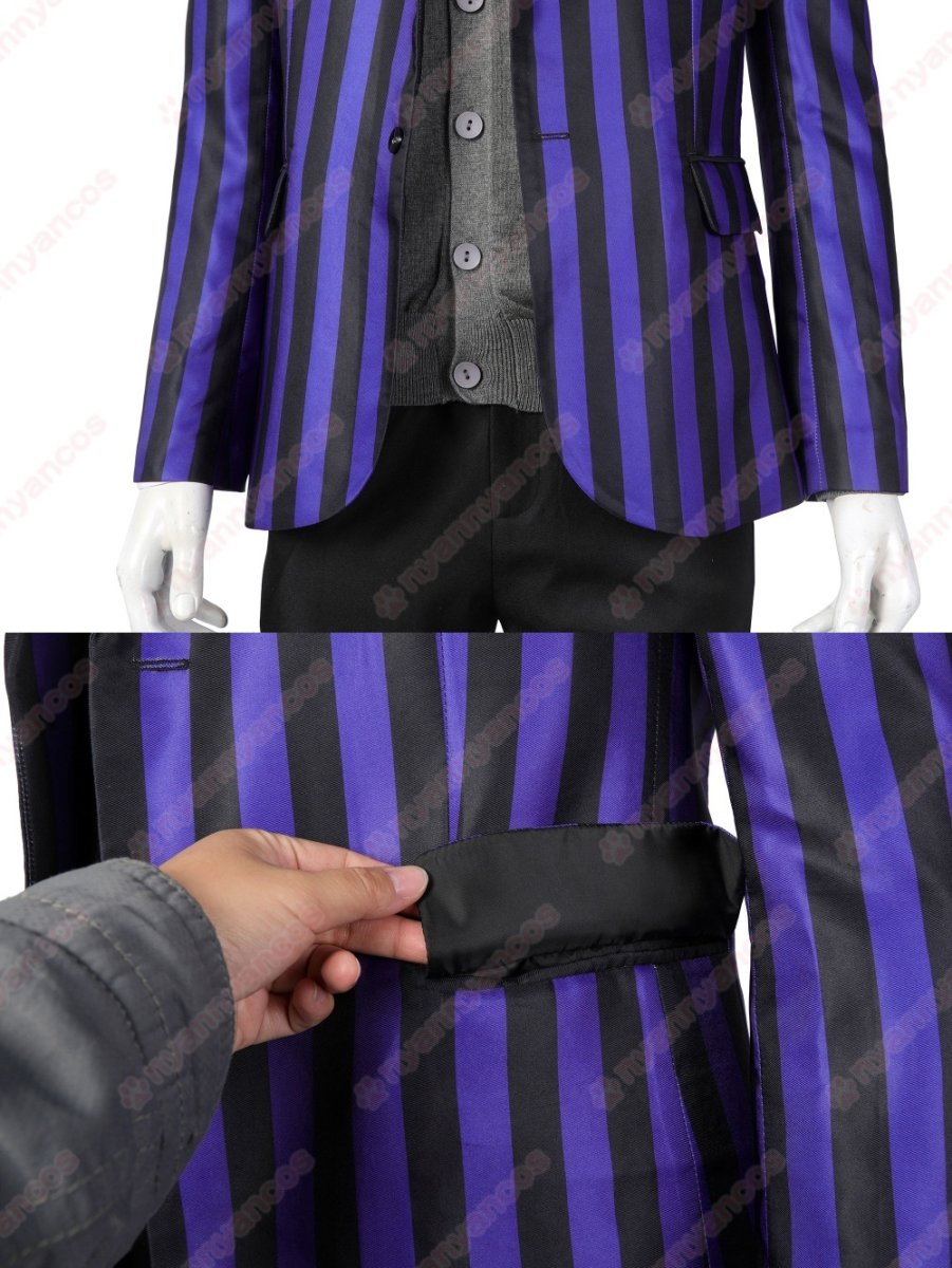 画像8: 高品質 実物撮影 ネヴァーモア学園制服　ユージーン・オティンガー  ウェンズデー Wednesday アダムス・ファミリー ドラマ 風 コスチューム コスプレ衣装 (8)