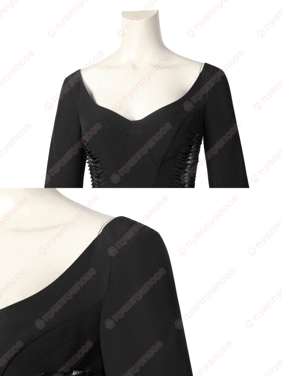 画像5: 高品質 実物撮影 モーティシア・アダムス Morticia  ウェンズデー Wednesday アダムス・ファミリー ドラマ 風 コスチューム コスプレ衣装 (5)