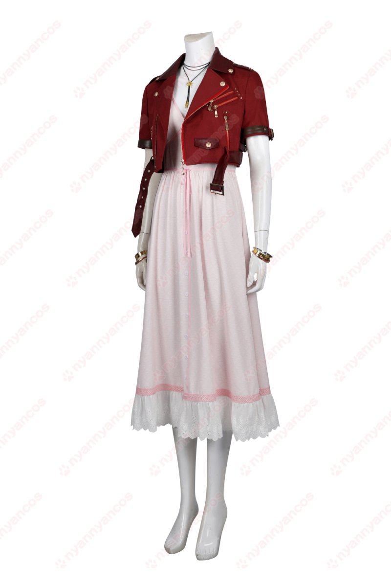 画像4: 高品質 実物撮影 エアリス ゲインズブール Aerith FF7 ファイナルファンタジーVII  リバース 風 コスチューム コスプレ衣装 (4)