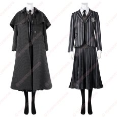 画像1: 高品質 実物撮影 ウェンズデー Wednesday  ネヴァーモア学園制服  アダムス・ファミリー ドラマ 風 コスチューム コスプレ衣装 (1)