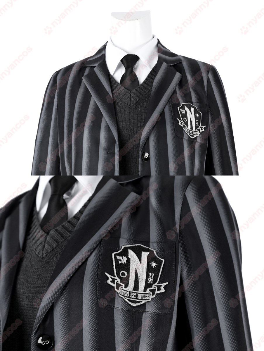 画像21: 高品質 実物撮影 ウェンズデー Wednesday  ネヴァーモア学園制服  アダムス・ファミリー ドラマ 風 コスチューム コスプレ衣装 (21)