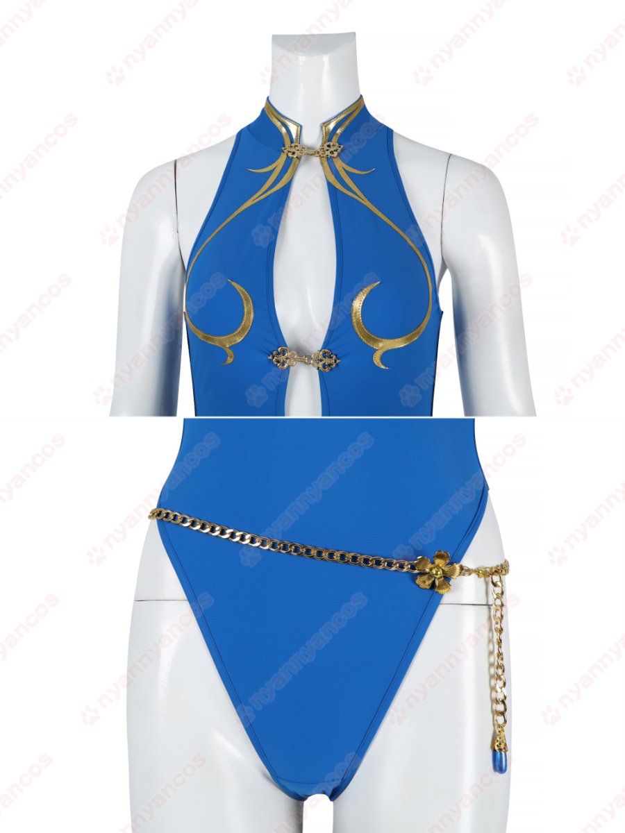 画像5: 高品質 実物撮影 春麗　Chun-Li 水着 SF Street Fighter ストリートファイター 風 コスチューム コスプレ衣装 (5)