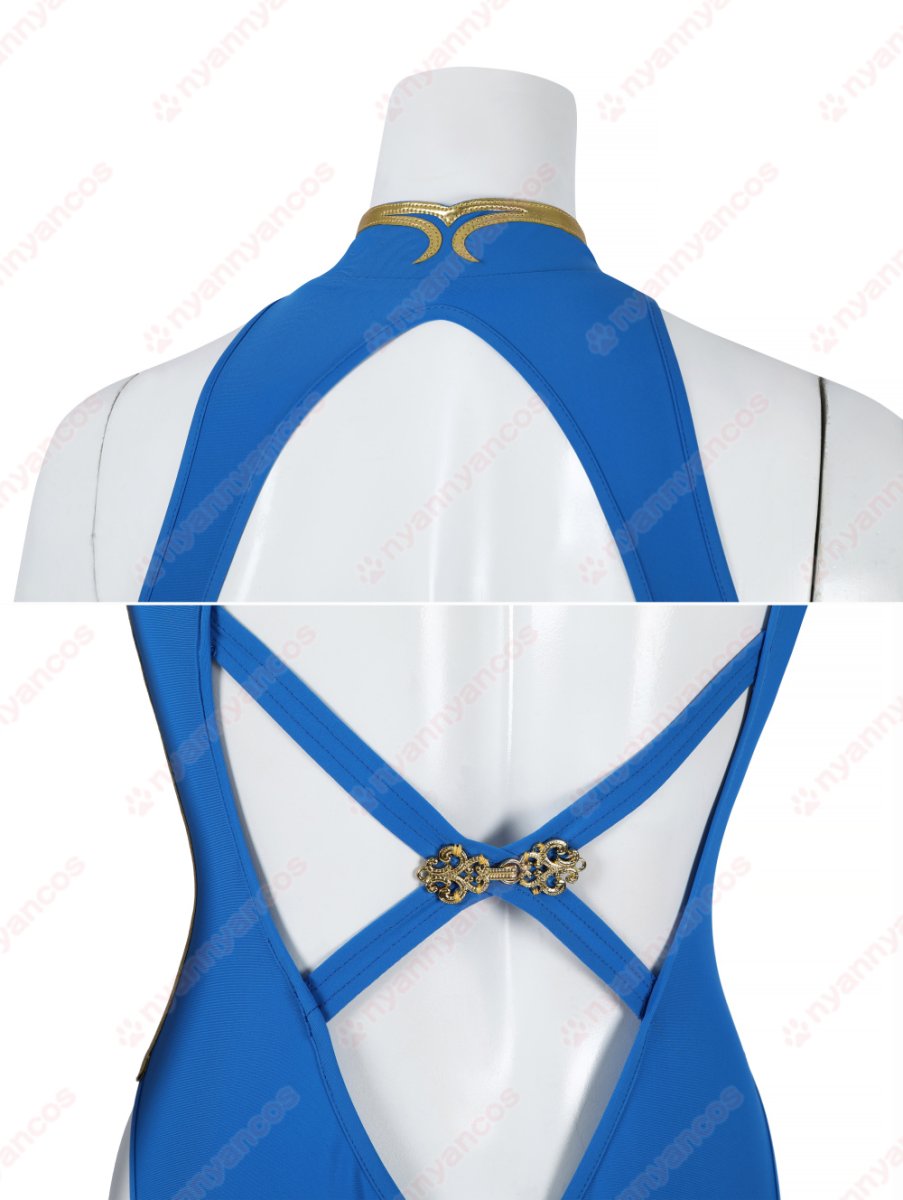 画像9: 高品質 実物撮影 春麗　Chun-Li 水着 SF Street Fighter ストリートファイター 風 コスチューム コスプレ衣装 (9)