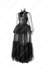 画像2: 高品質 実物撮影 ウェンズデー Wednesday アダムス・ファミリー ドラマ 風 コスチューム コスプレ衣装 (2)