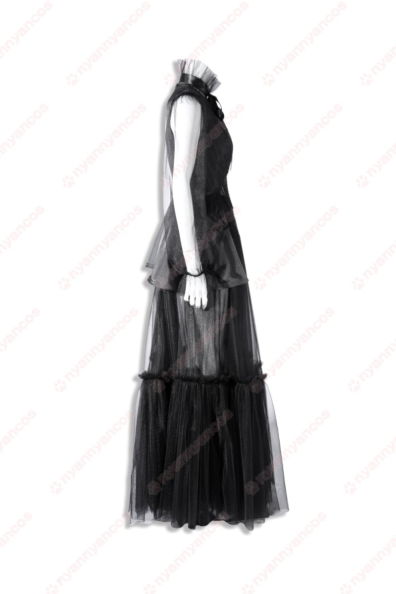 画像3: 高品質 実物撮影 ウェンズデー Wednesday アダムス・ファミリー ドラマ 風 コスチューム コスプレ衣装 (3)