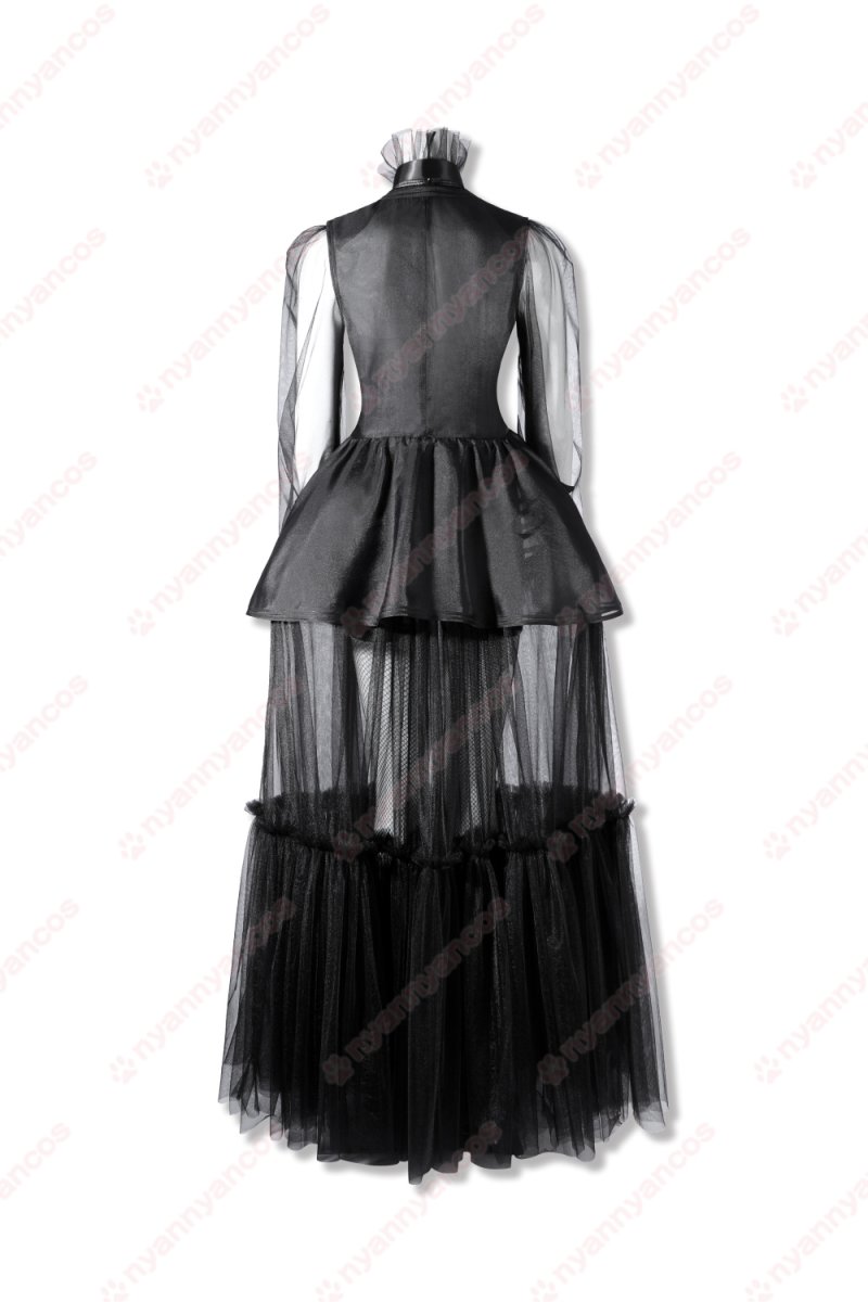 画像4: 高品質 実物撮影 ウェンズデー Wednesday アダムス・ファミリー ドラマ 風 コスチューム コスプレ衣装 (4)