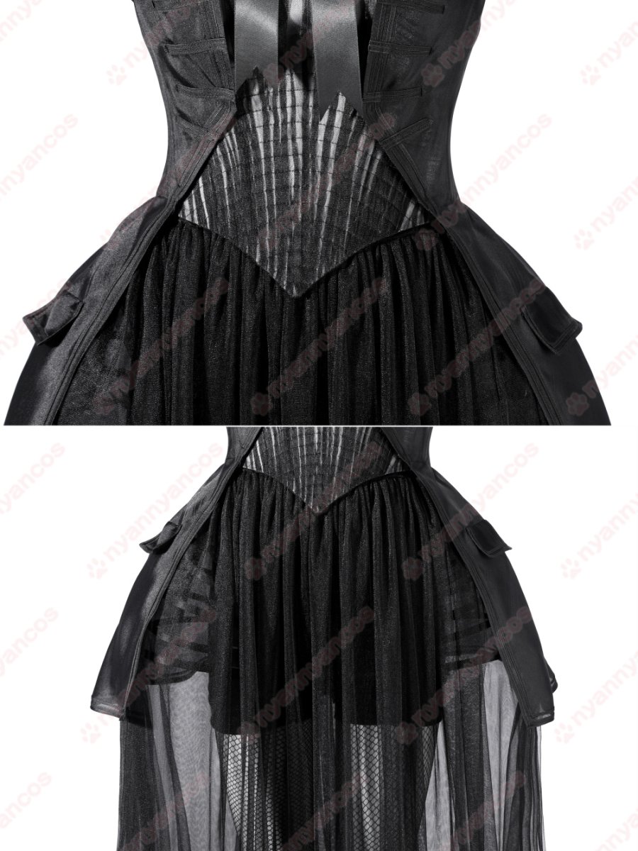 画像7: 高品質 実物撮影 ウェンズデー Wednesday アダムス・ファミリー ドラマ 風 コスチューム コスプレ衣装 (7)