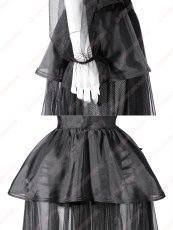 画像8: 高品質 実物撮影 ウェンズデー Wednesday アダムス・ファミリー ドラマ 風 コスチューム コスプレ衣装 (8)