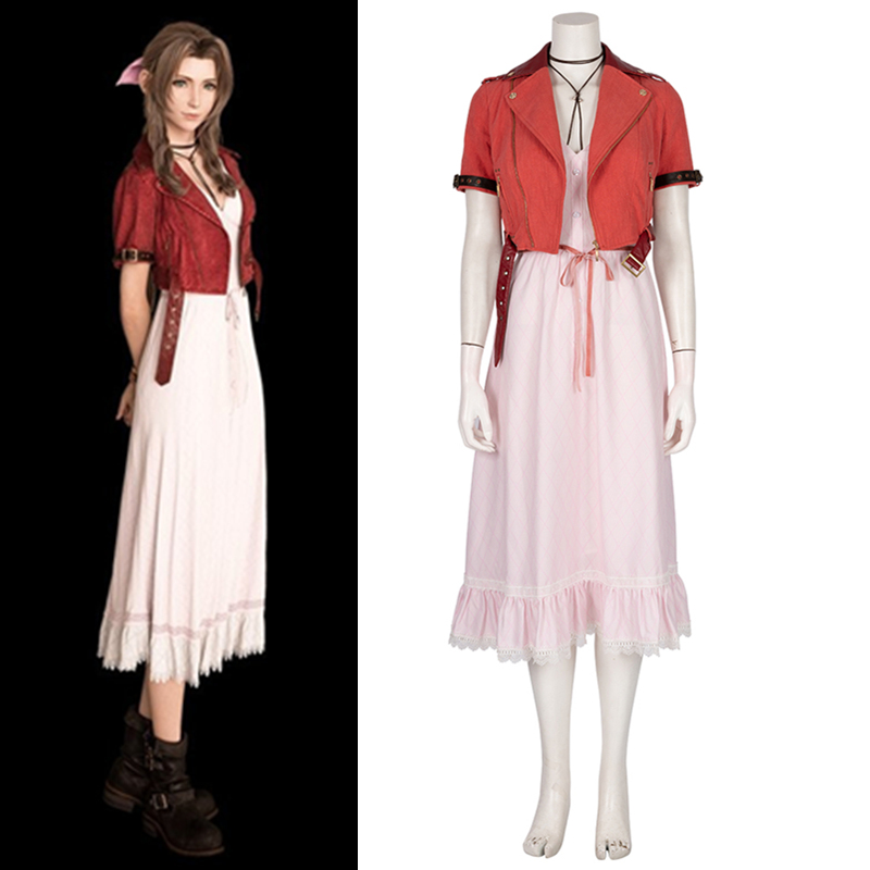 高品質 実物撮影 ファイナルファンタジーvii Ff7 エアリス ゲインズブール Aerith 風 コスプレ衣装 コスチューム オーダーメイド